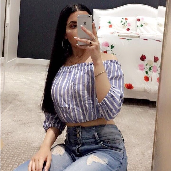 Dynamite off the shoulder striped top - Picture 4 of 4